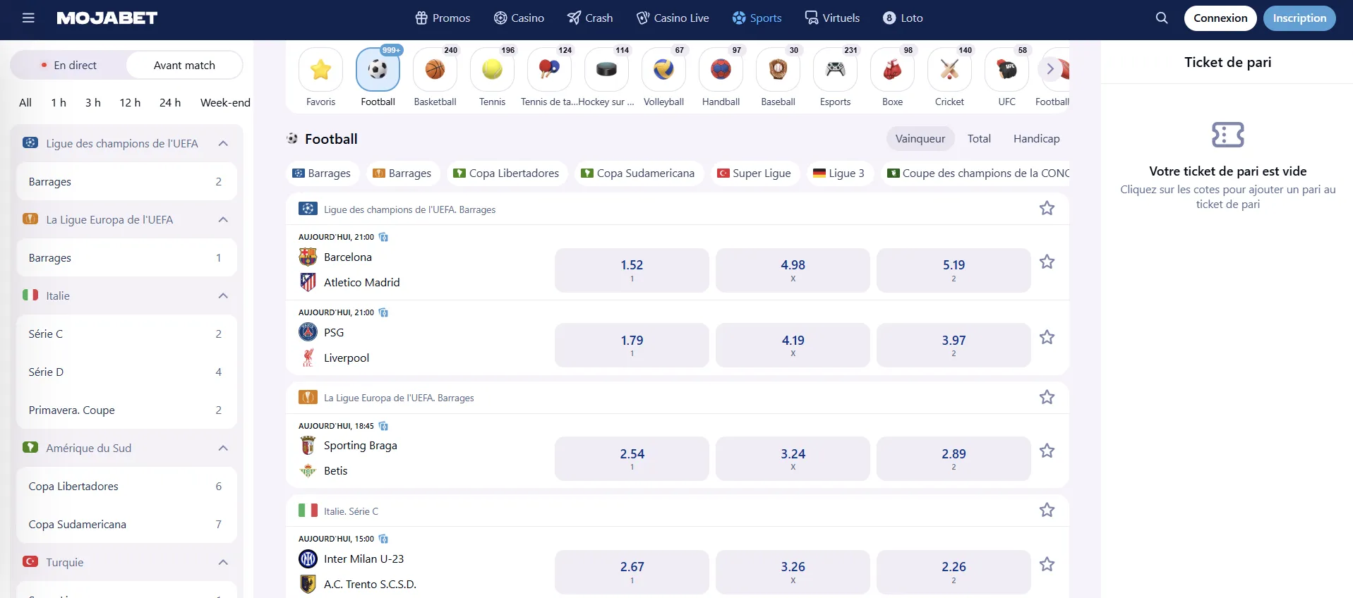 Paris sportifs football Mojabet RDC Linafoot Ligue des Champions